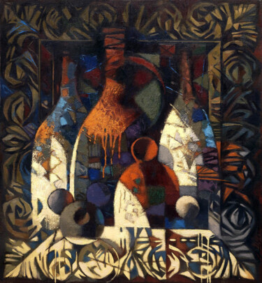 Картина под названием "Плюс багет" - Andrey Shustov, Подлинное произведение искусства, Масло