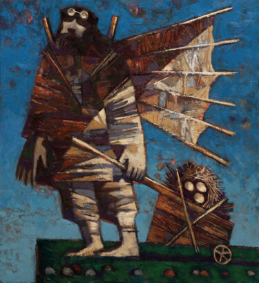 Картина под названием "Ручная кладь" - Andrey Shustov, Подлинное произведение искусства, Масло