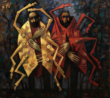 Pittura intitolato "Страсти по Кафке" da Andrey Shustov, Opera d'arte originale, Olio