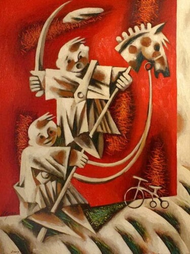 Ζωγραφική με τίτλο "Всадники" από Andrey Shustov, Αυθεντικά έργα τέχνης
