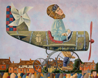 Pittura intitolato "Авиатор" da Andrey Simakov, Opera d'arte originale, Olio