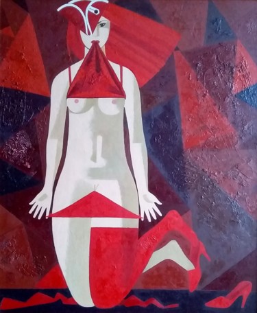 Pittura intitolato "Triangles" da Andrey Simakov, Opera d'arte originale, Olio