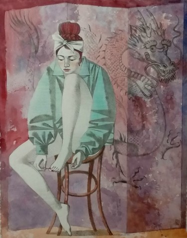 Pittura intitolato "Two" da Andrey Simakov, Opera d'arte originale, Acquarello
