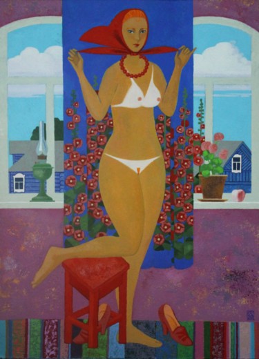Painting titled "Summer" by Andrey Simakov, Original Artwork, Oil