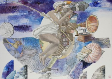 Malerei mit dem Titel "Night walk" von Andrey Simakov, Original-Kunstwerk, Aquarell