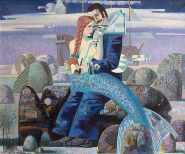 Malerei mit dem Titel "Waiting high tide" von Andrey Simakov, Original-Kunstwerk, Öl