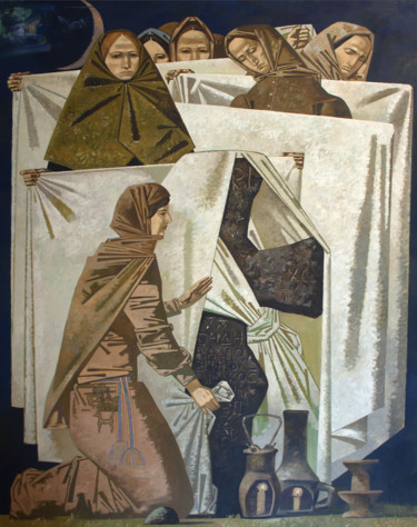 Картина под названием "The maternity cross" - Andrey Simakov, Подлинное произведение искусства, Масло