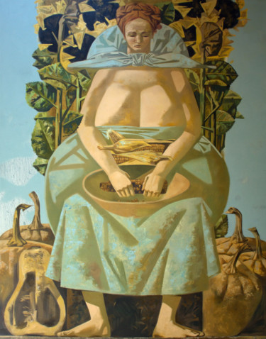 Malerei mit dem Titel "Indian summer" von Andrey Simakov, Original-Kunstwerk, Öl