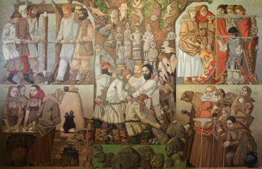 Pintura intitulada "Birth of gods" por Andrey Simakov, Obras de arte originais, Óleo