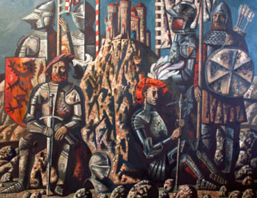 Malerei mit dem Titel "The guards" von Andrey Simakov, Original-Kunstwerk, Öl