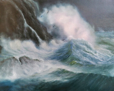 Painting titled "Sea ​​element" by Andrey Skarzhinsky, Original Artwork, Oil
