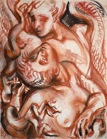 Tekening getiteld "Daphne and Apollo" door Andrey Tsers, Origineel Kunstwerk, Pastel