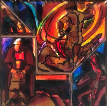 Pintura intitulada "Castration of Uranu…" por Andrey Tsers, Obras de arte originais, Acrílico