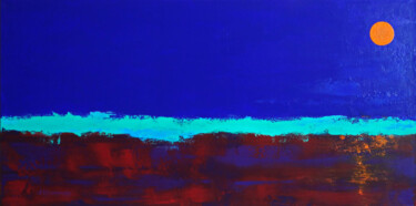 Painting titled "Full Moon (50x100cm)" by Andrey Visokinsky, Original Artwork, Acrylic Mounted on Wood Stretcher frame