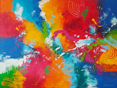 Painting titled "Bright colors-3" by Andrey Visokinsky, Original Artwork, Acrylic Mounted on Wood Stretcher frame