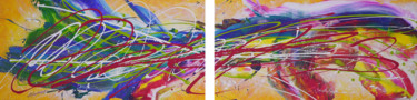Картина под названием "Stream (40x160cm)" - Andrey Visokinsky, Подлинное произведение искусства, Акрил Установлен на Деревян…