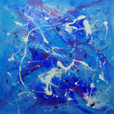 Painting titled "Blue lagoon100x100x…" by Andrey Visokinsky, Original Artwork, Acrylic Mounted on Wood Stretcher frame