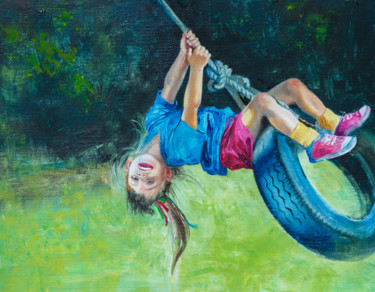 Painting titled "Carefree childhood" by Andrei Iakovlev, Original Artwork, Oil