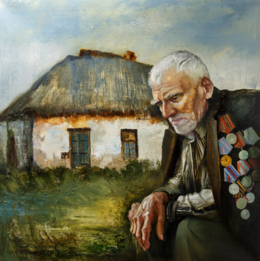Painting titled "К 75 летию победы.…" by Andrei Iakovlev, Original Artwork, Oil Mounted on Wood Stretcher frame