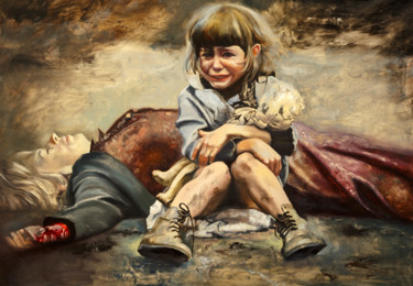 Картина под названием "К 75 летию победы.…" - Андрей Яковлев, Подлинное произведение искусства, Масло Установлен на Деревянн…