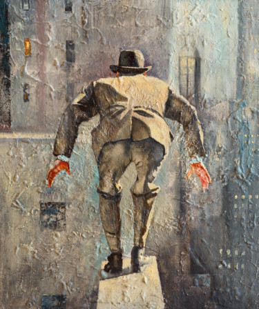 Peinture intitulée "Прыжок" par Andrei Iakovlev, Œuvre d'art originale, Huile Monté sur Carton