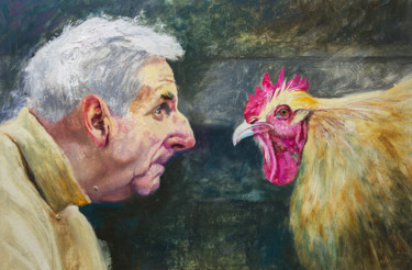 Картина под названием "Разговор по душам" - Андрей Яковлев, Подлинное произведение искусства, Масло Установлен на Деревянная…