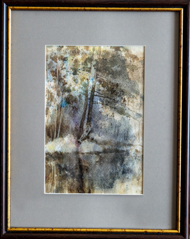 Картина под названием "Лесная речка" - Андрей Яковлев, Подлинное произведение искусства, Акварель Установлен на картон