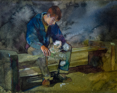 Картина под названием "Не пришла" - Андрей Яковлев, Подлинное произведение искусства, Акварель
