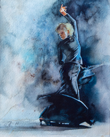 Painting titled "Фламенко" by Andrei Iakovlev, Original Artwork, Watercolor