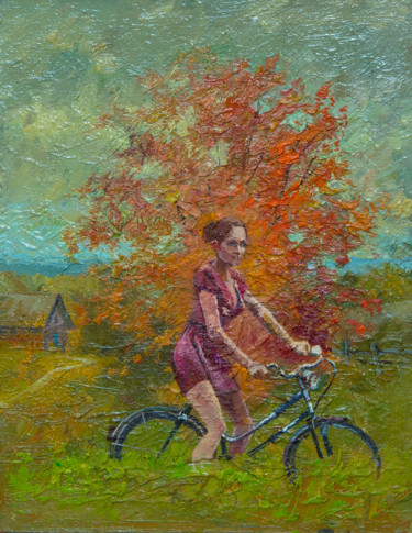 Картина под названием "В деревне" - Андрей Яковлев, Подлинное произведение искусства, Масло