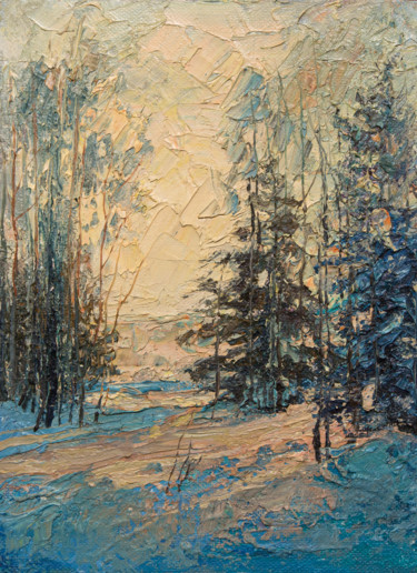 Painting titled "Февральское утро" by Andrei Iakovlev, Original Artwork, Oil