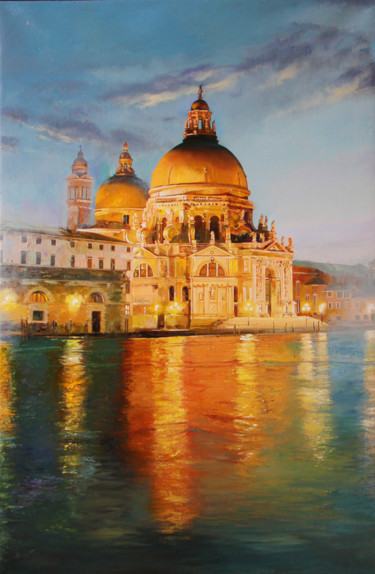 Peinture intitulée "Венеция. Вечер." par Andrei Iakovlev, Œuvre d'art originale, Huile Monté sur Châssis en bois