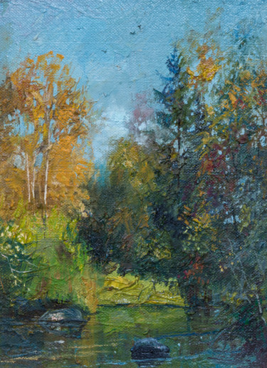 Картина под названием "Этюд. Осень" - Андрей Яковлев, Подлинное произведение искусства, Масло