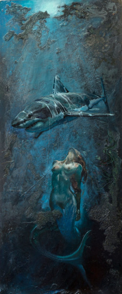 Pittura intitolato "Под водой" da Andrei Iakovlev, Opera d'arte originale, Olio