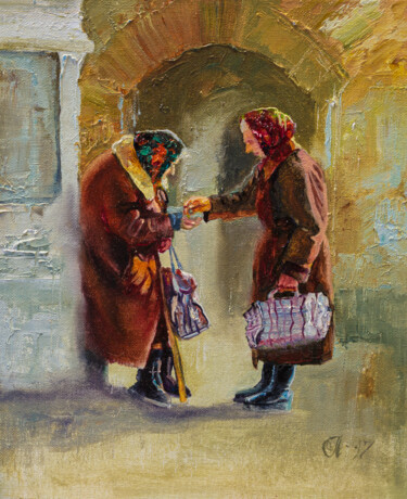 Malerei mit dem Titel "Подаяние" von Andrei Iakovlev, Original-Kunstwerk, Öl