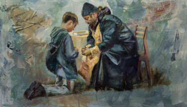 Картина под названием "Исповедь" - Андрей Яковлев, Подлинное произведение искусства, Масло