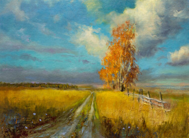 Painting titled "Осень." by Andrei Iakovlev, Original Artwork, Oil