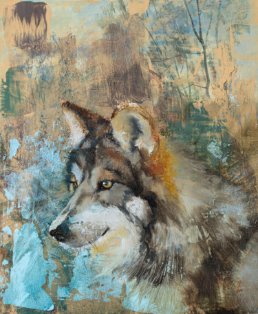 Картина под названием "Молодая волчица" - Андрей Яковлев, Подлинное произведение искусства, Масло