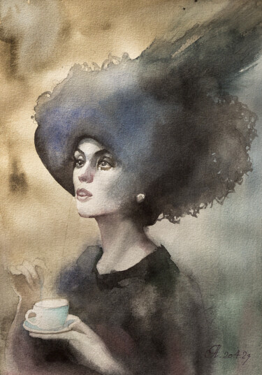 Картина под названием "чашечка кофе" - Андрей Яковлев, Подлинное произведение искусства, Акварель