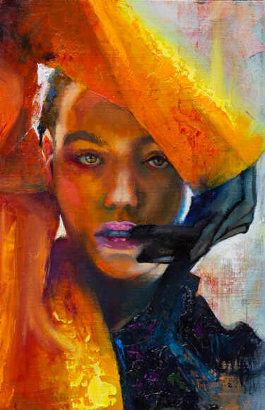 Картина под названием "Огонь и тьма" - Андрей Яковлев, Подлинное произведение искусства, Масло