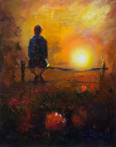 Картина под названием "Тихое прощание с вн…" - Андрей Яковлев, Подлинное произведение искусства, Масло