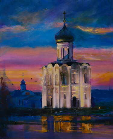 Картина под названием "Церковь Покрова на…" - Андрей Яковлев, Подлинное произведение искусства, Масло