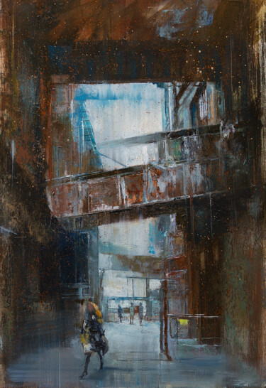 Картина под названием "Старый завод" - Андрей Яковлев, Подлинное произведение искусства, Масло