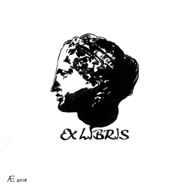 Картина под названием "Ex libris" - Andrey Epishin, Подлинное произведение искусства, Чернила