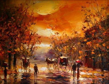Painting titled "IN THE PARK" by Andrey Figol, Original Artwork, Oil