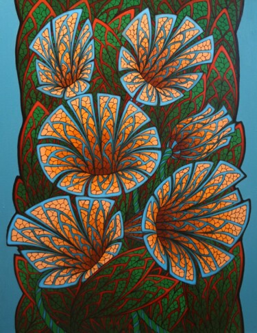 Peinture intitulée "Orange flowers" par Andrei Kochin, Œuvre d'art originale, Huile