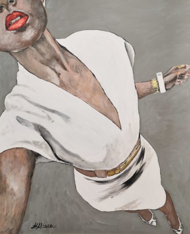 Картина под названием "The girl in white" - Andrey Schukin, Подлинное произведение искусства, Акрил