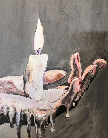 Painting titled "White the candle is…" by Andrey Schukin, Original Artwork, Acrylic