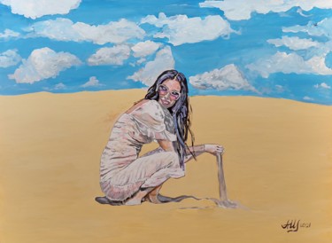 Peinture intitulée "Фея пустыни" par Andrey Schukin, Œuvre d'art originale, Acrylique Monté sur Châssis en bois