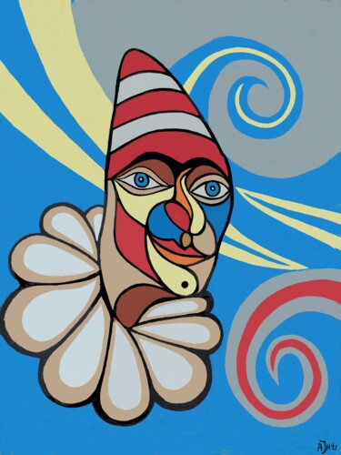 Arte digitale intitolato "Head of a clown" da Andries De Jong, Opera d'arte originale, Pittura digitale